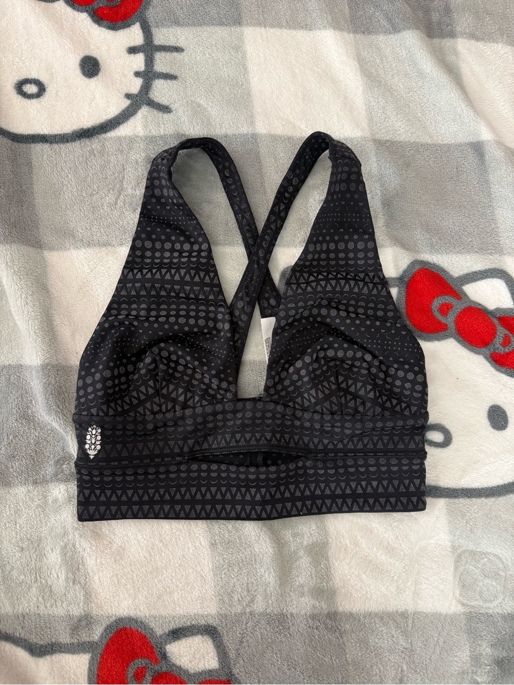 FP Movement by Free People Black Geometric-Print Sports Bralette